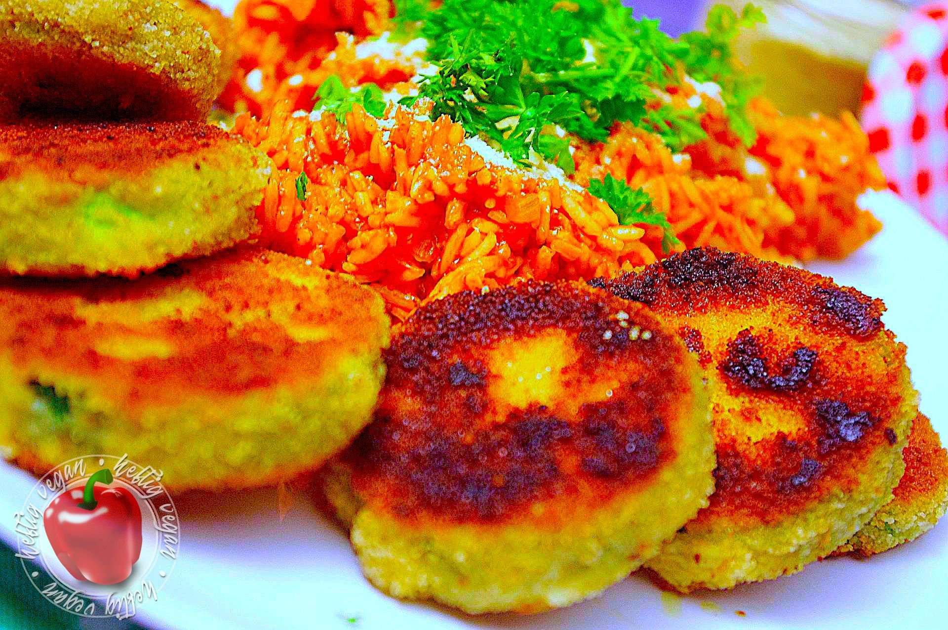 HeftigVegan » Roter Reis mit Zucchini-Talern