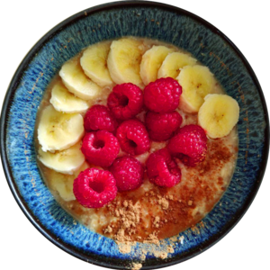 Foto: Porridge mit Himbeeren und Banane